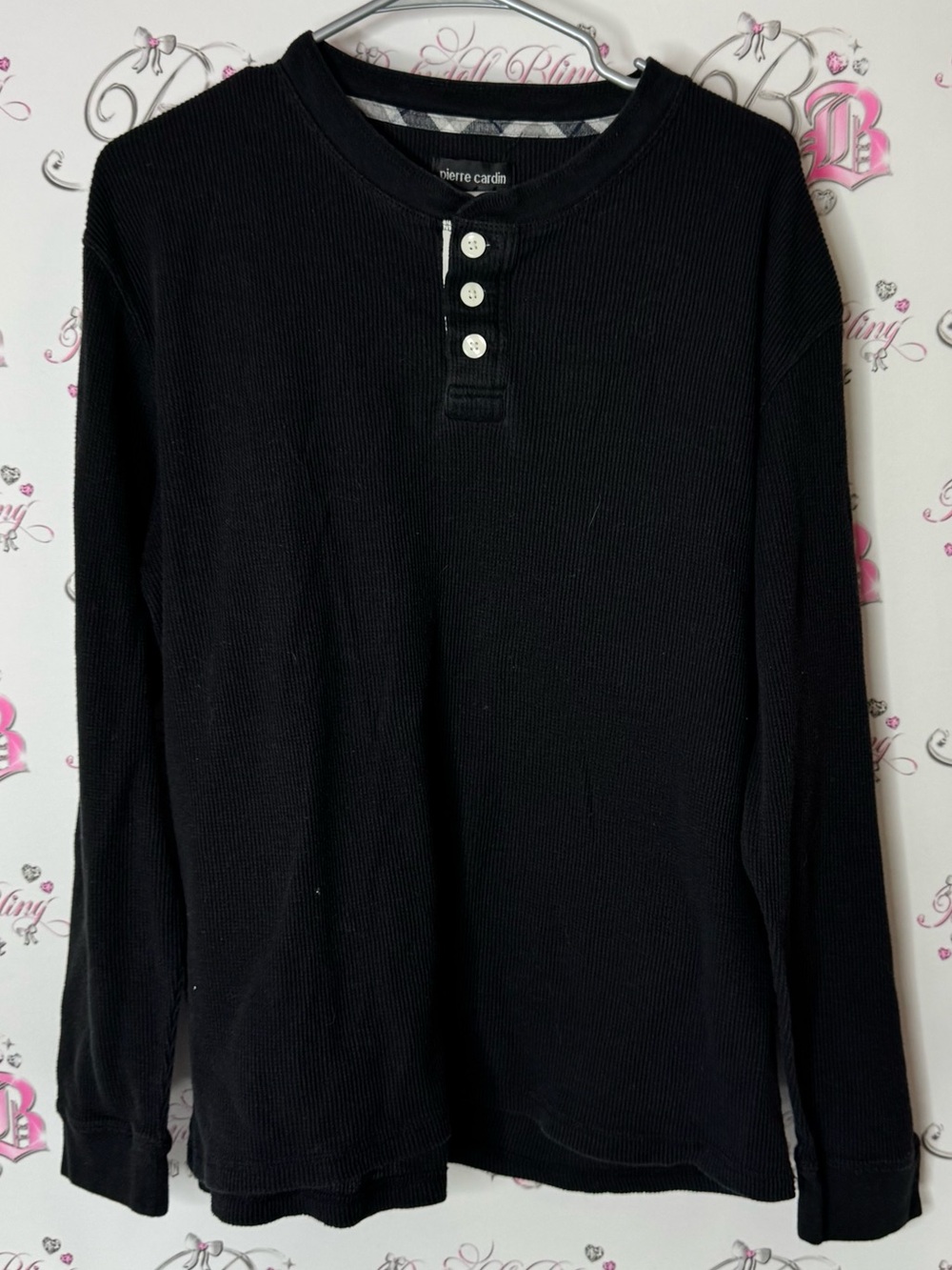 Pierre Cardin thermal waffle knit shirt long sleeve  Thermal Henley Long Sleeve
